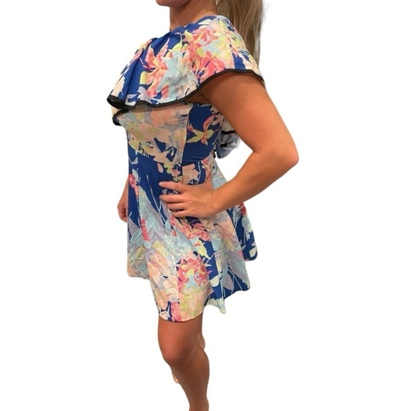 Yumi Kim Blue Floral One Shoulder Mini Dress.Size S - Picture 2 of 11